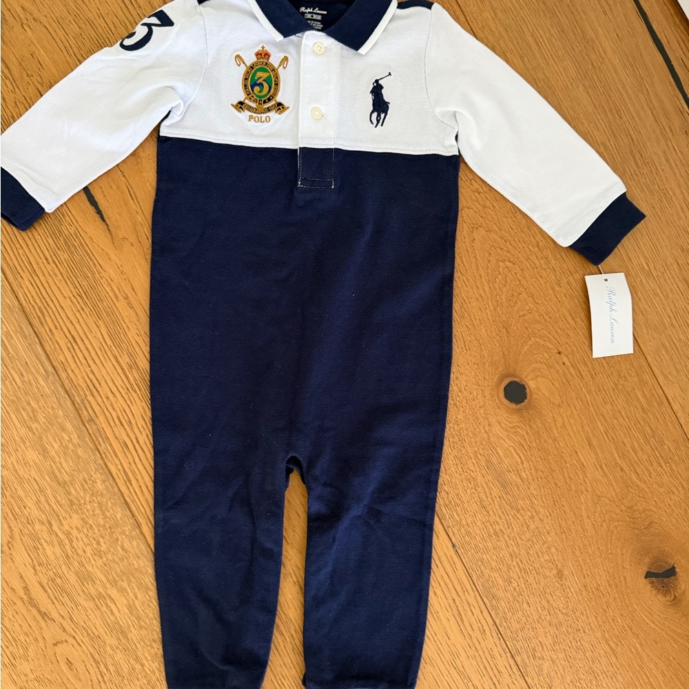 Polo by Ralph Lauren Navy and White Kids Footie
